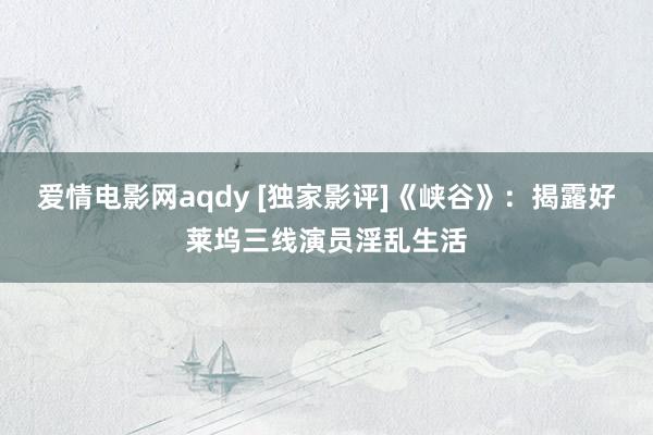 爱情电影网aqdy [独家影评]《峡谷》：揭露好莱坞三线演员淫乱生活