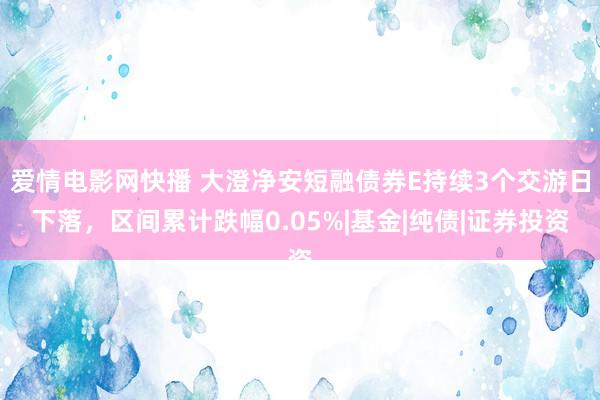 爱情电影网快播 大澄净安短融债券E持续3个交游日下落，区间累计跌幅0.05%|基金|纯债|证券投资